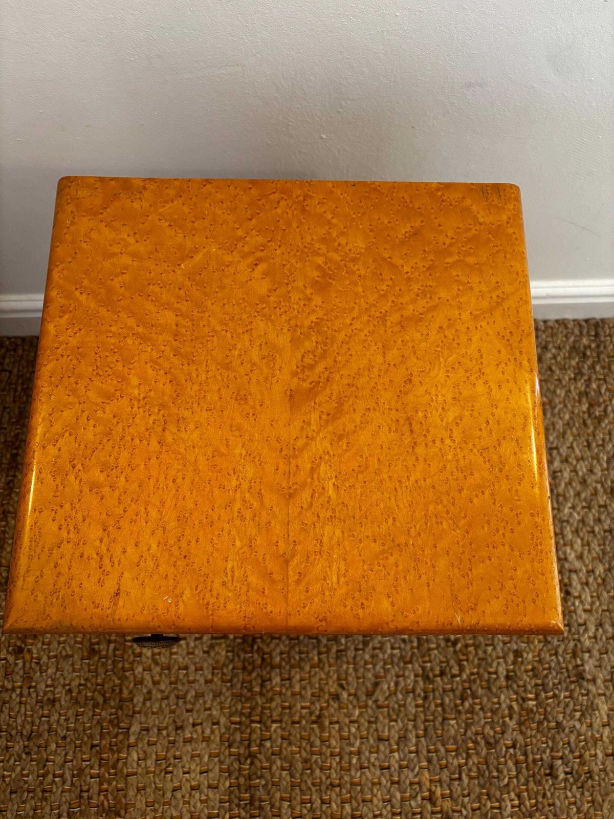 Vintage Birdseye Maple Bedside Cabinet Art Deco Cupboard 1930s Storage Nightstand photo for sale