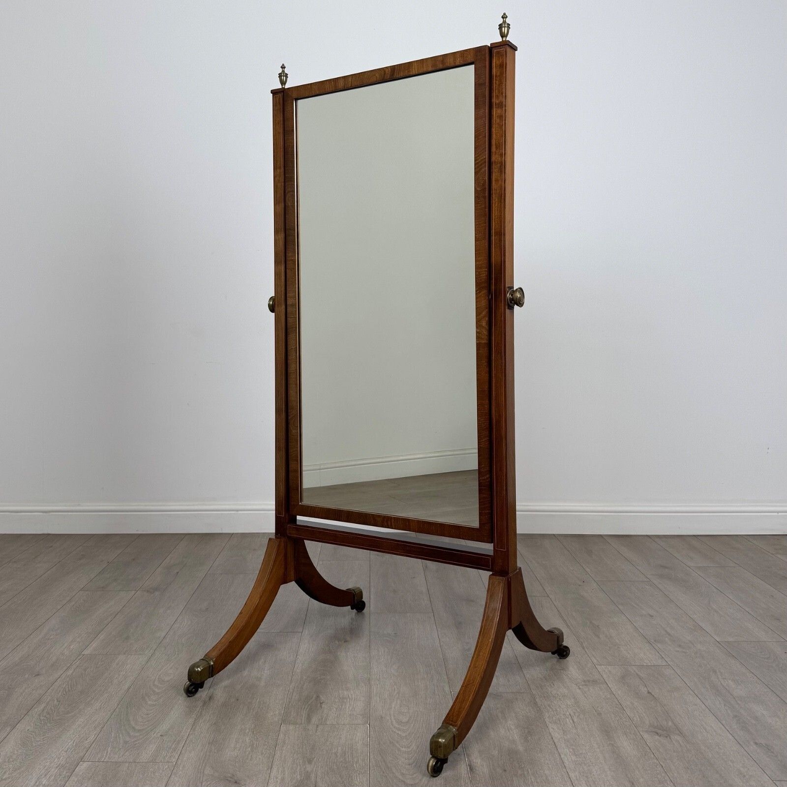Antique 20th Century Edwardian Cheval Mirror In Mahogany