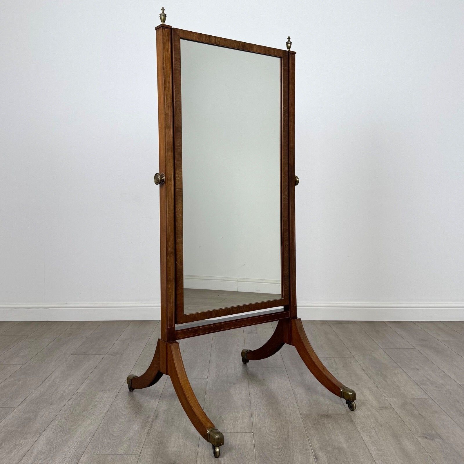 photo furniture Antique 20th Century Edwardian Cheval Mirror In Mahogany