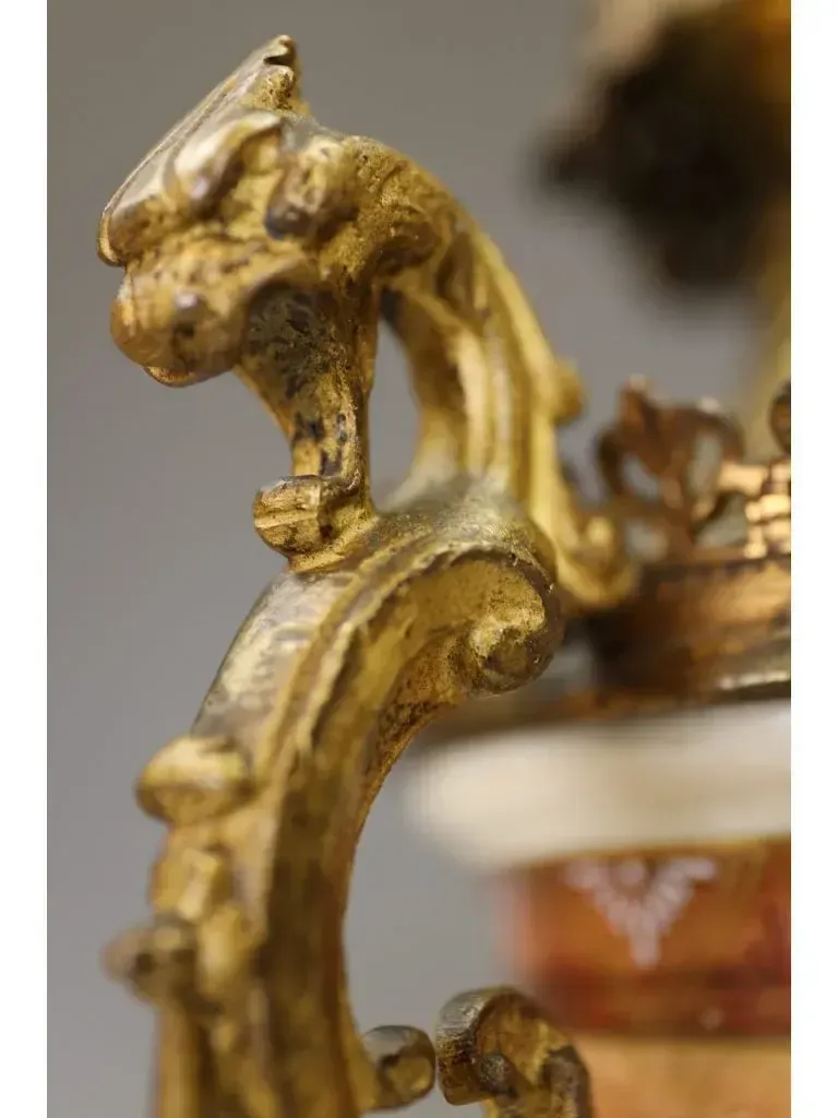photo for sale Pair Of Large 19th Century Japanese Satsuma Table Lamps – Grand Gilt Bronze Ormolu Mounts