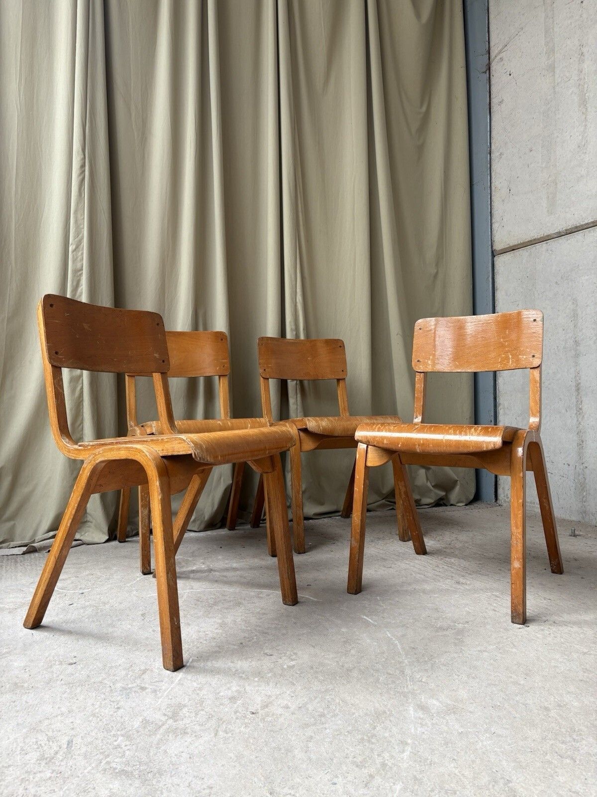 Vtg Mid Century Esavian Esa James Leonard Set Of 4 Stacking Dining Chairs R1203 photo for sale
