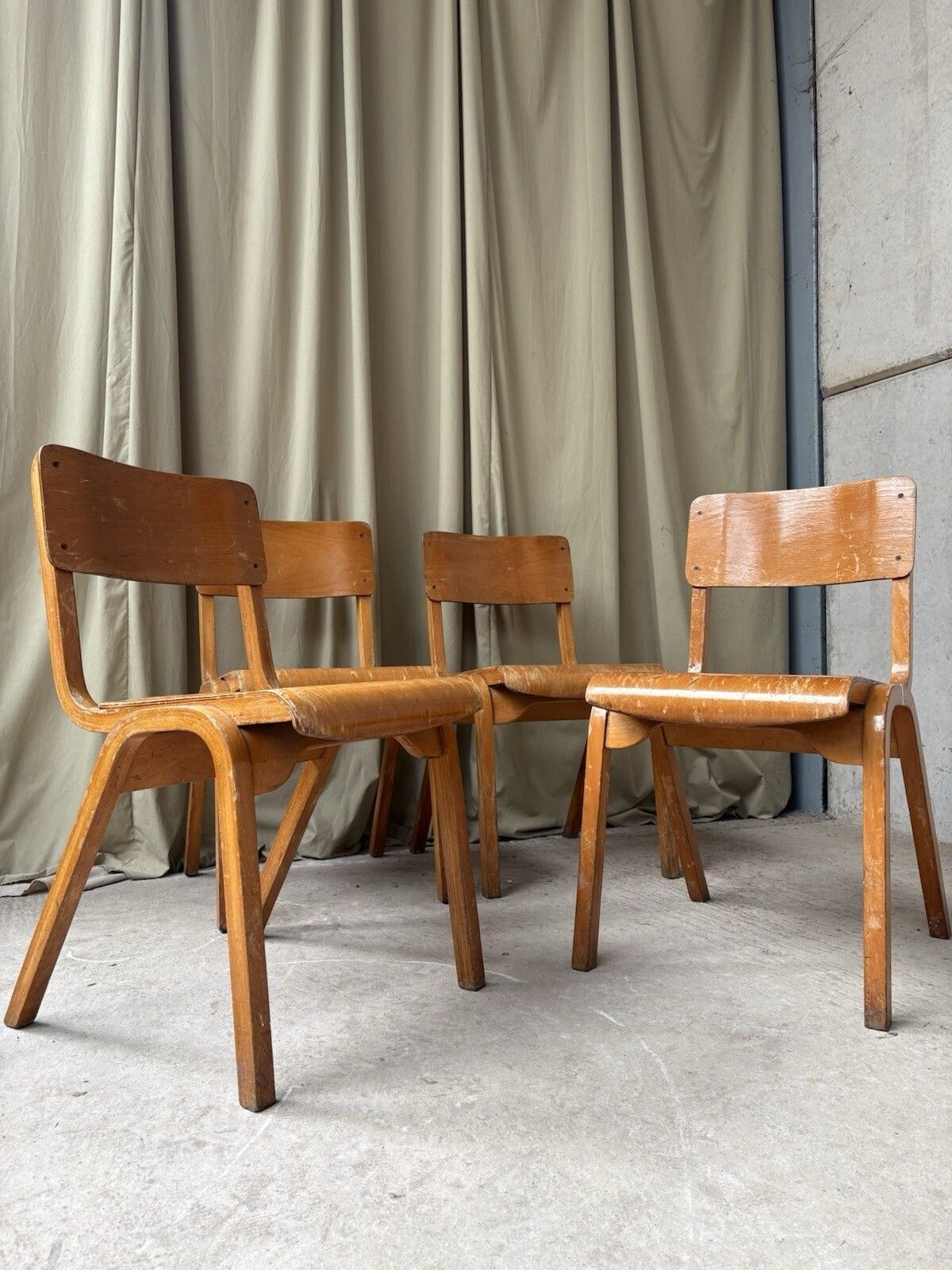 Vtg Mid Century Esavian Esa James Leonard Set Of 4 Stacking Dining Chairs R1203 photo 165.0