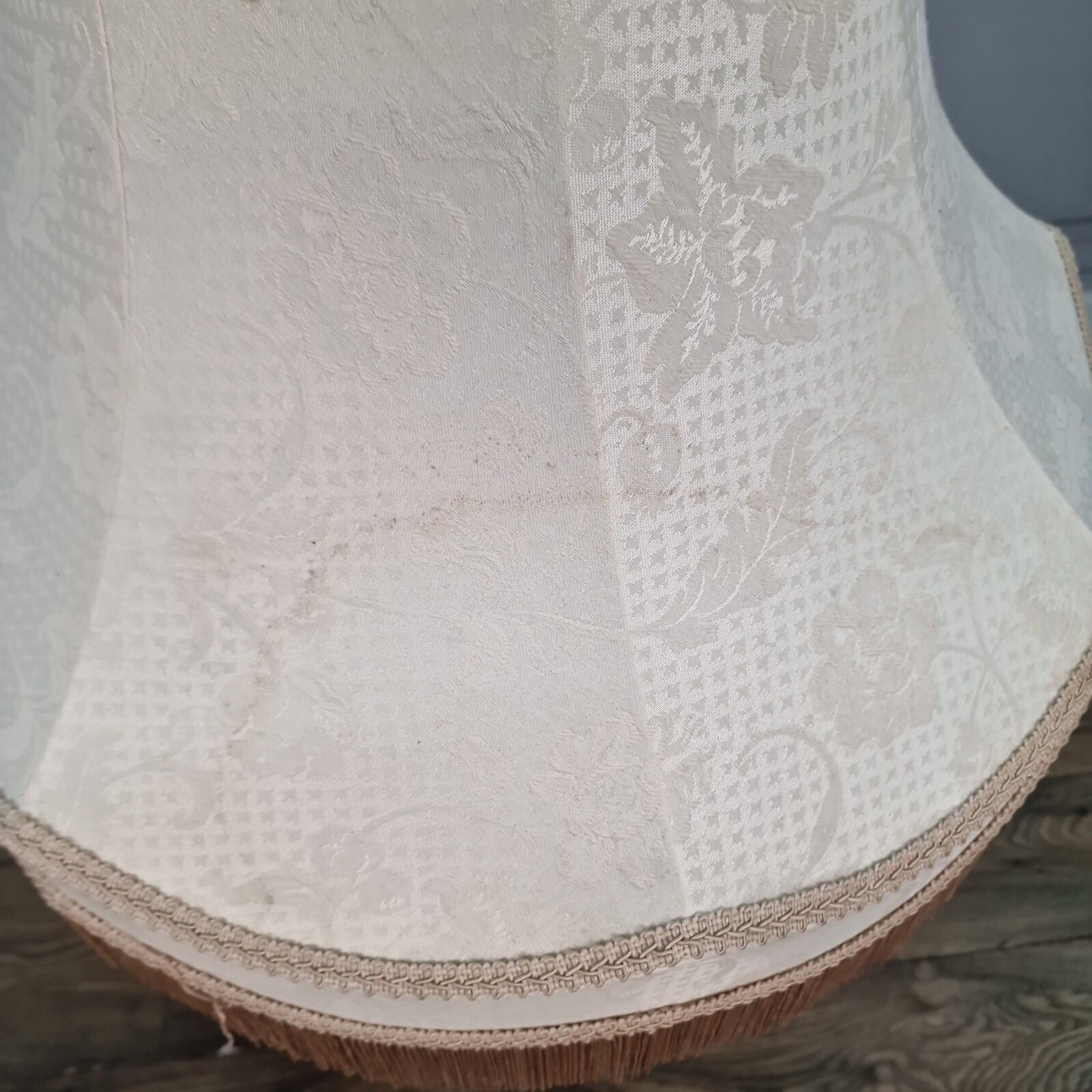 photo buy Vintage Large Lampshade   Fringe Trim Fabric Standard Lamp Light Shade   Retro