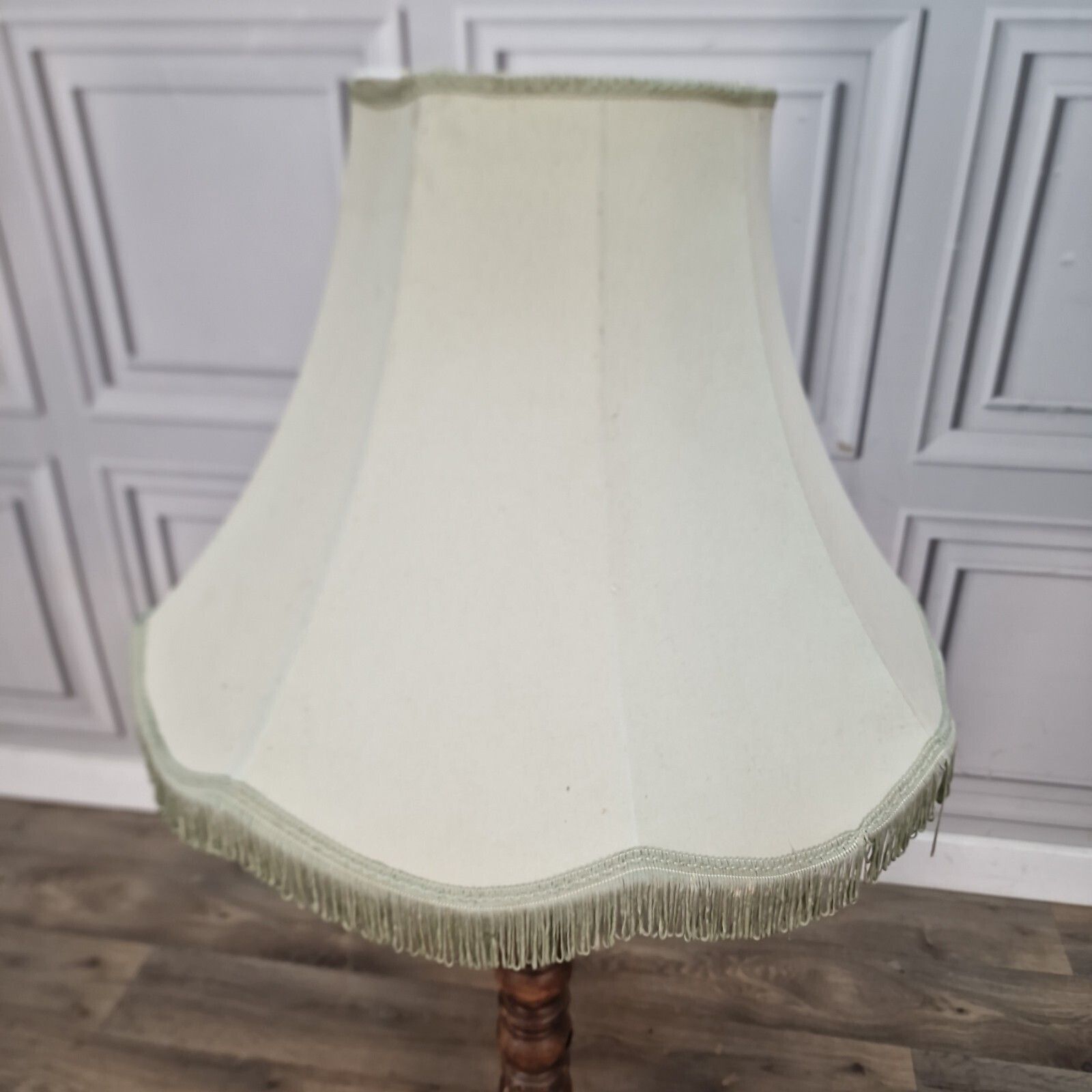 52.0 Vintage Large Lampshade   Fringe Trim Fabric Standard Lamp Light Shade   Retro photo