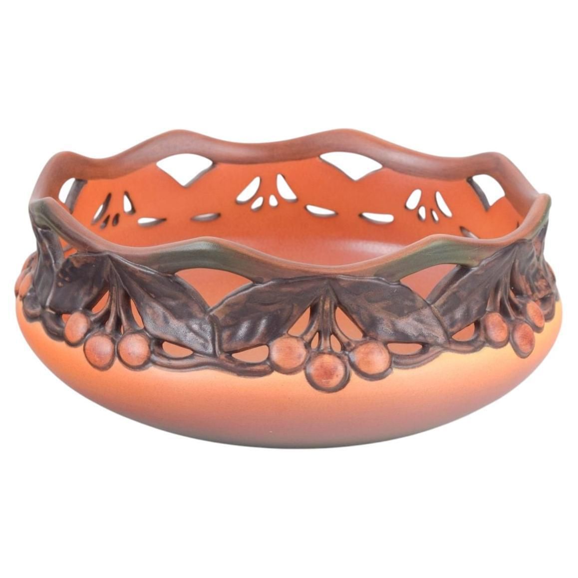Ipsens Enke. Ceramic Bowl With Openwork Rim And Relief Of Fruits. 1920s/30s