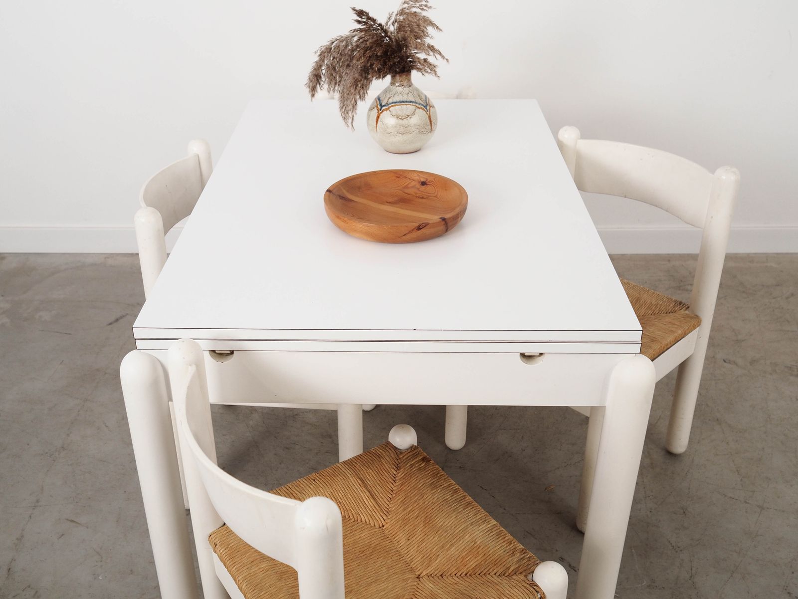 Witte uitschuifbare tafel, Italiaans design, jaren 1980, Made In Italy photo buy