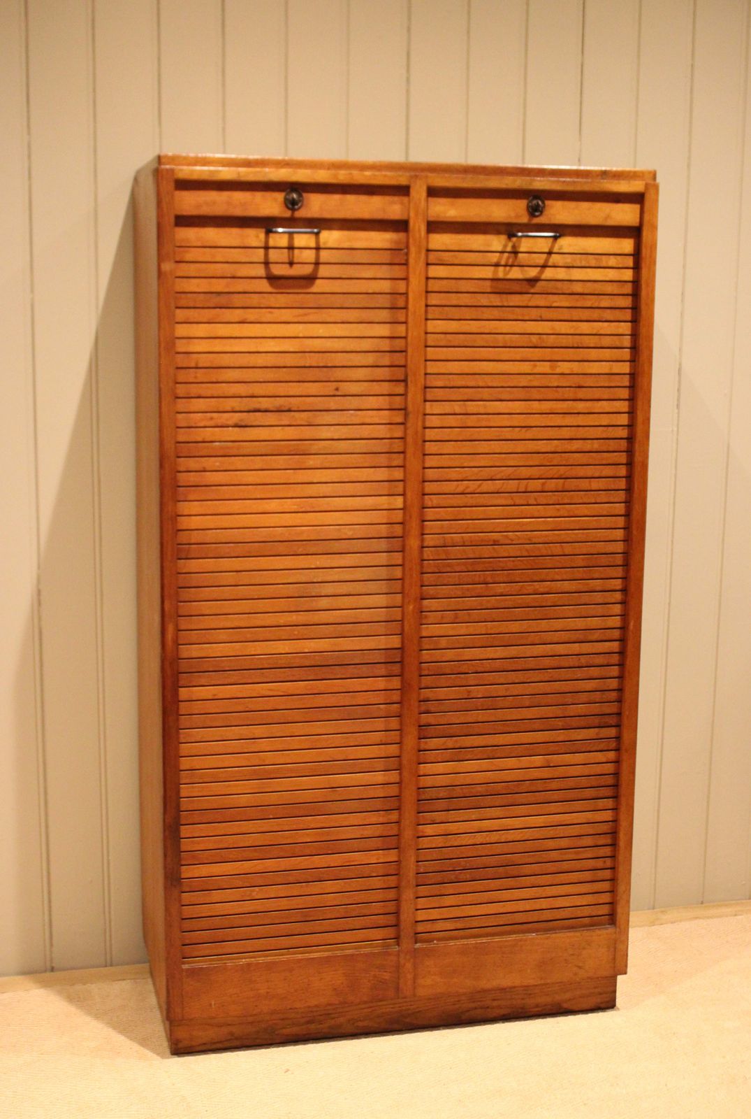 photo furniture French Oak Double Tambour Front Filing Cabinet