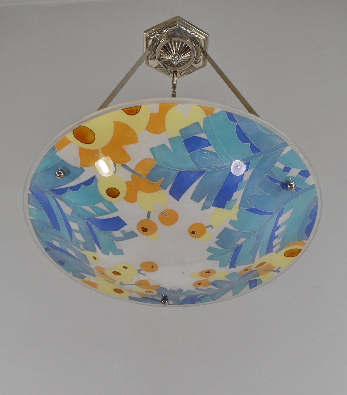 Franse art deco hanglamp van Loys Lucha, 1930, Frankrijk