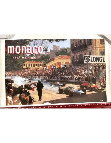 Vintage 1969 Monaco Grand Prix Automobielaffiche Maestri Artwork op Linnen photo vinterior