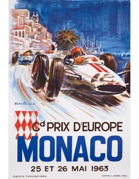 Vintage 1963 Monaco Grand Prix F1 Poster van Michel Beligond photo for sale