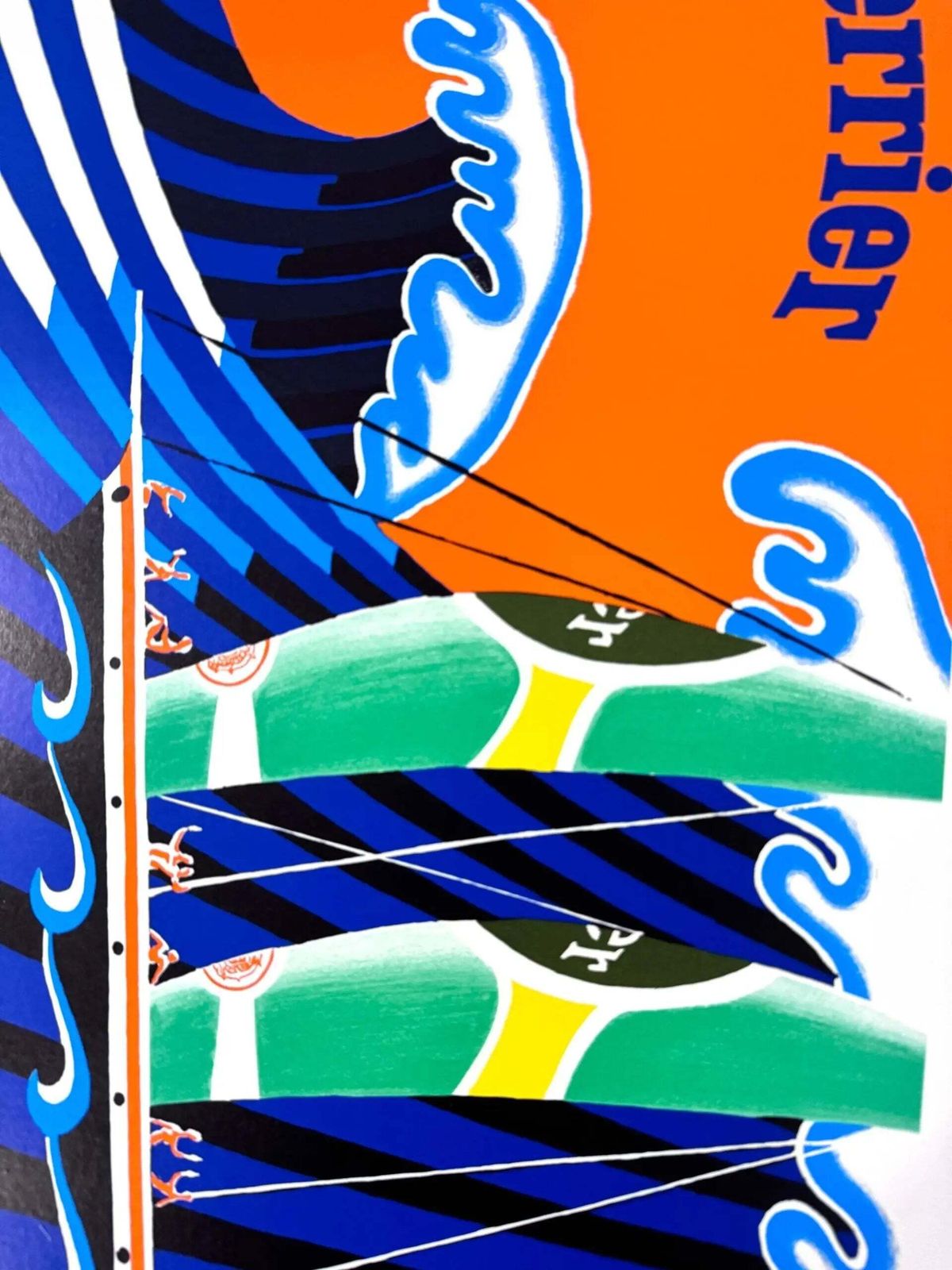 Affiche vintage Perrier Hokusai Wave 1980, par Bernard Villemot - sur lin photo vinterior