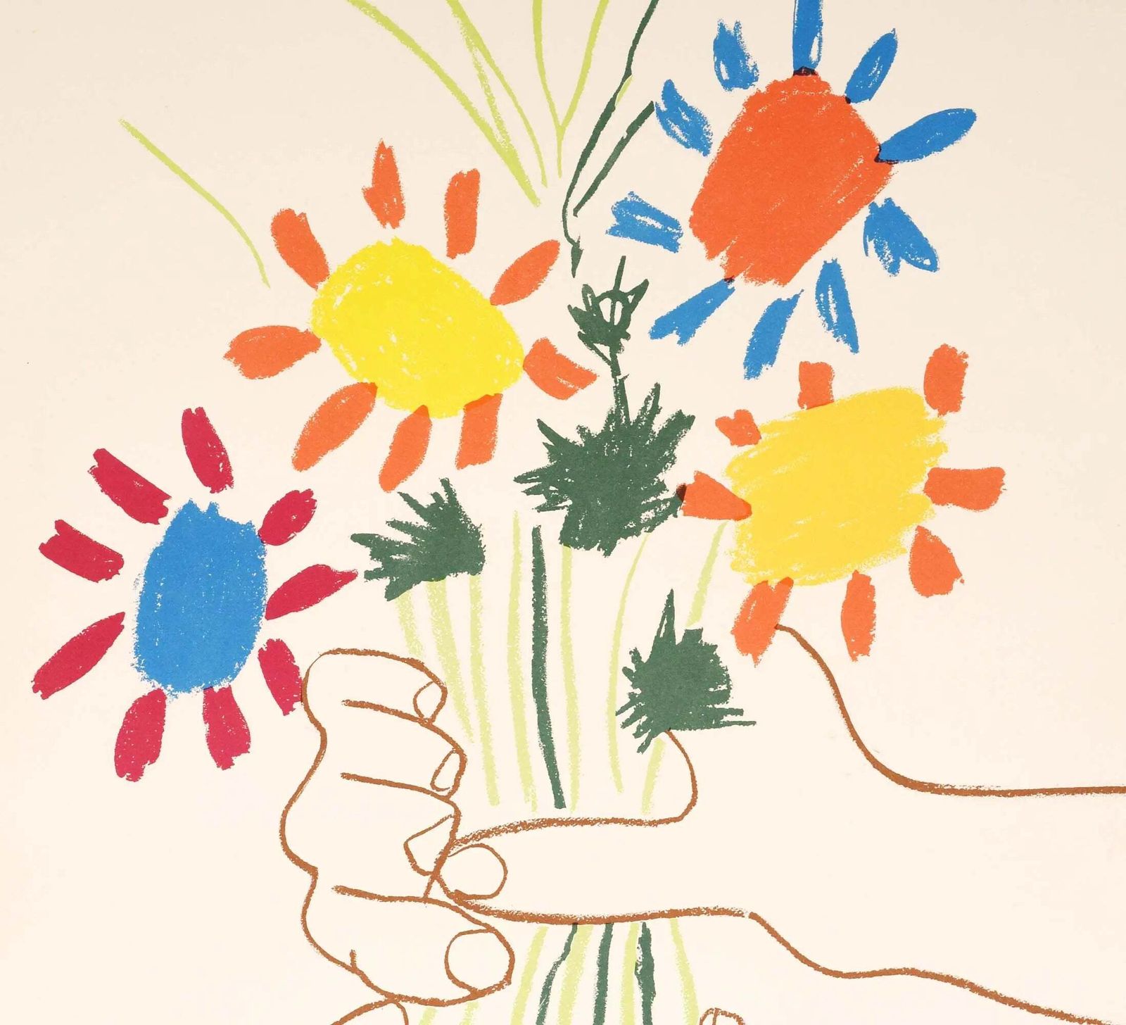 Affiche d'exposition originale, lithographie originale Bouquet Of Peace de Pablo Picasso, 1958 photo for sale