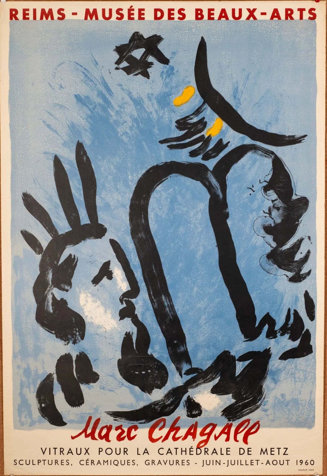 Original Marc Chagall 1960 Moses And The Tablets Stone Lithograph Poster