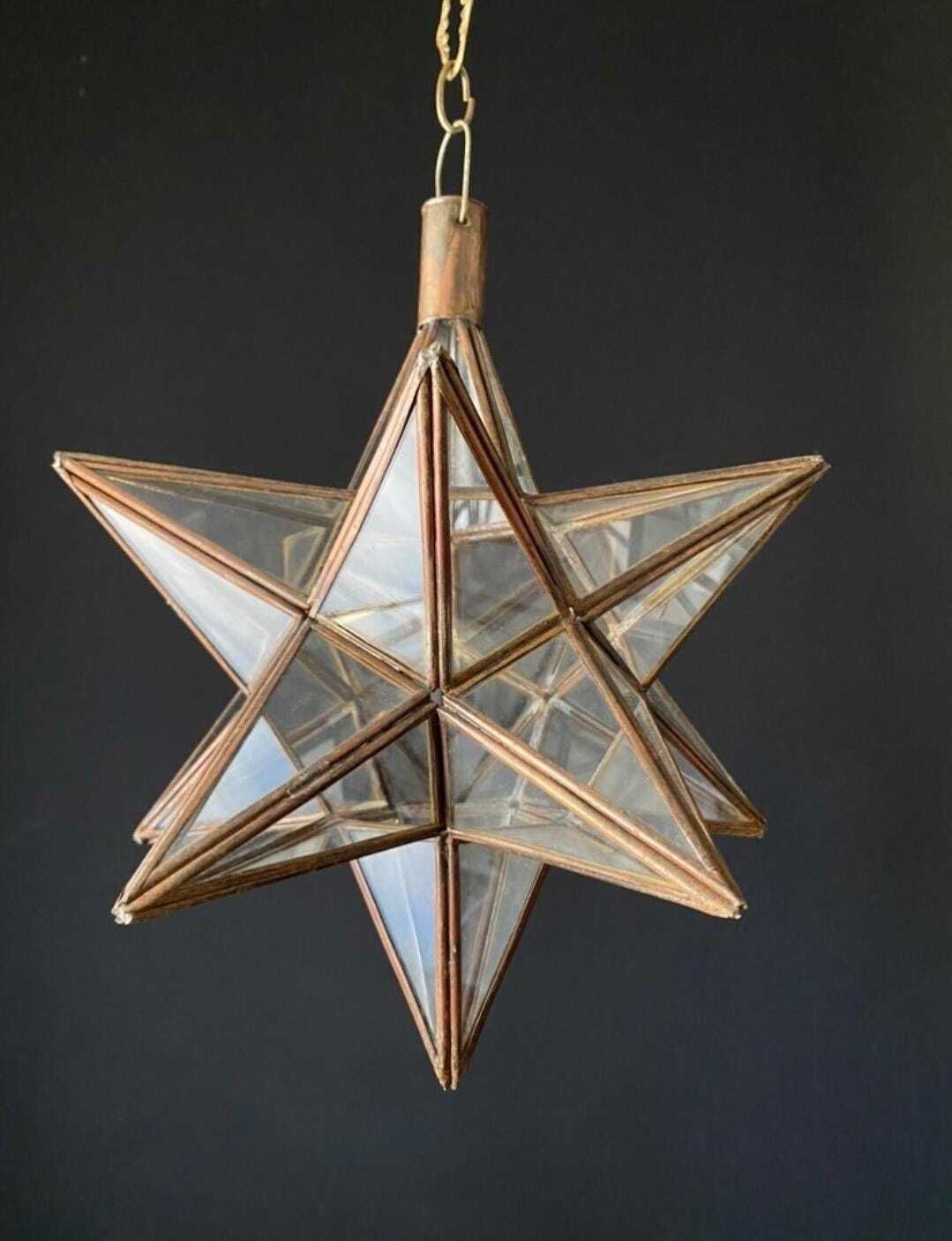 Antique Iron And Glass Star Lamp
