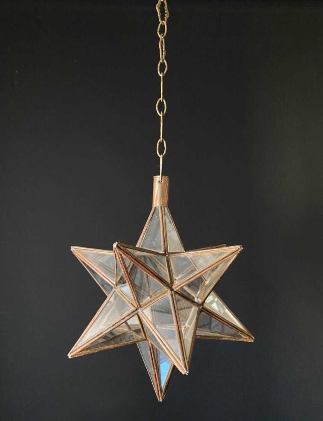 Antique Iron And Glass Star Lamp photo furniture