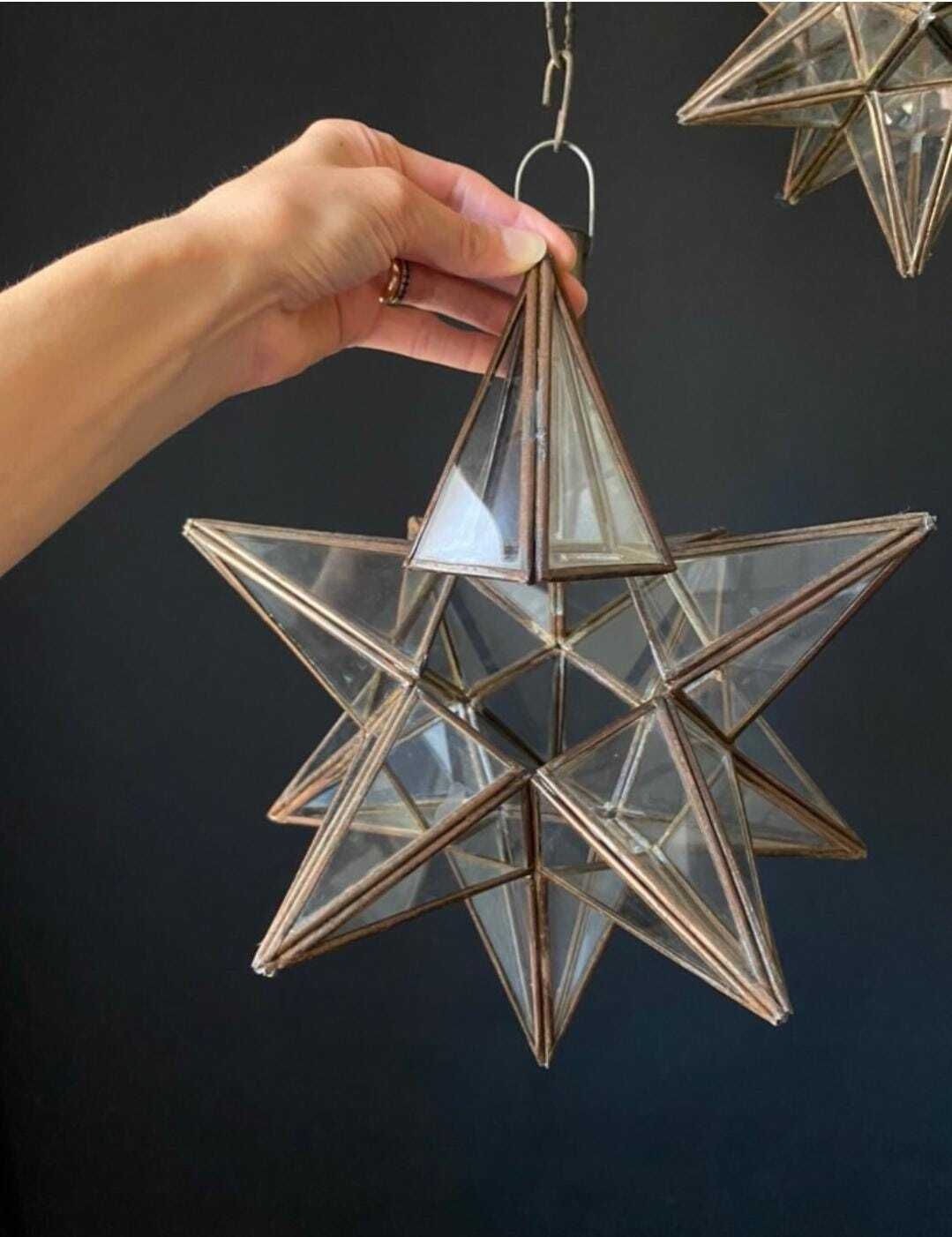 Antique Iron And Glass Star Lamp photo Lighting