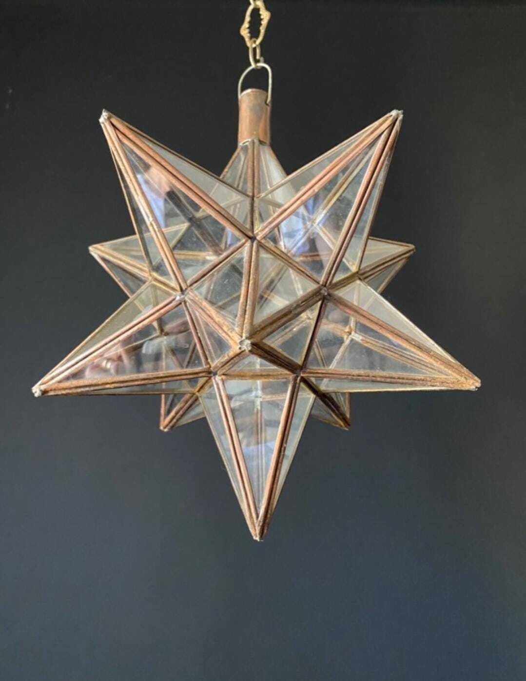 Antique Iron And Glass Star Lamp photo buy