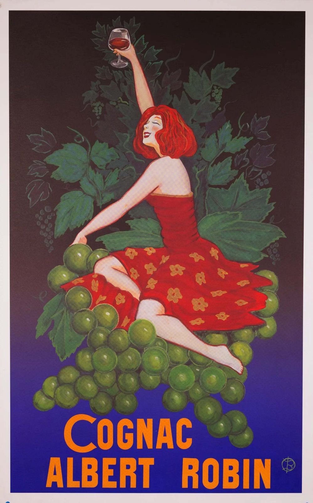 Affiche lithographique Bruce Skilbeck Cognac Albert Robin 2002, édition limitée