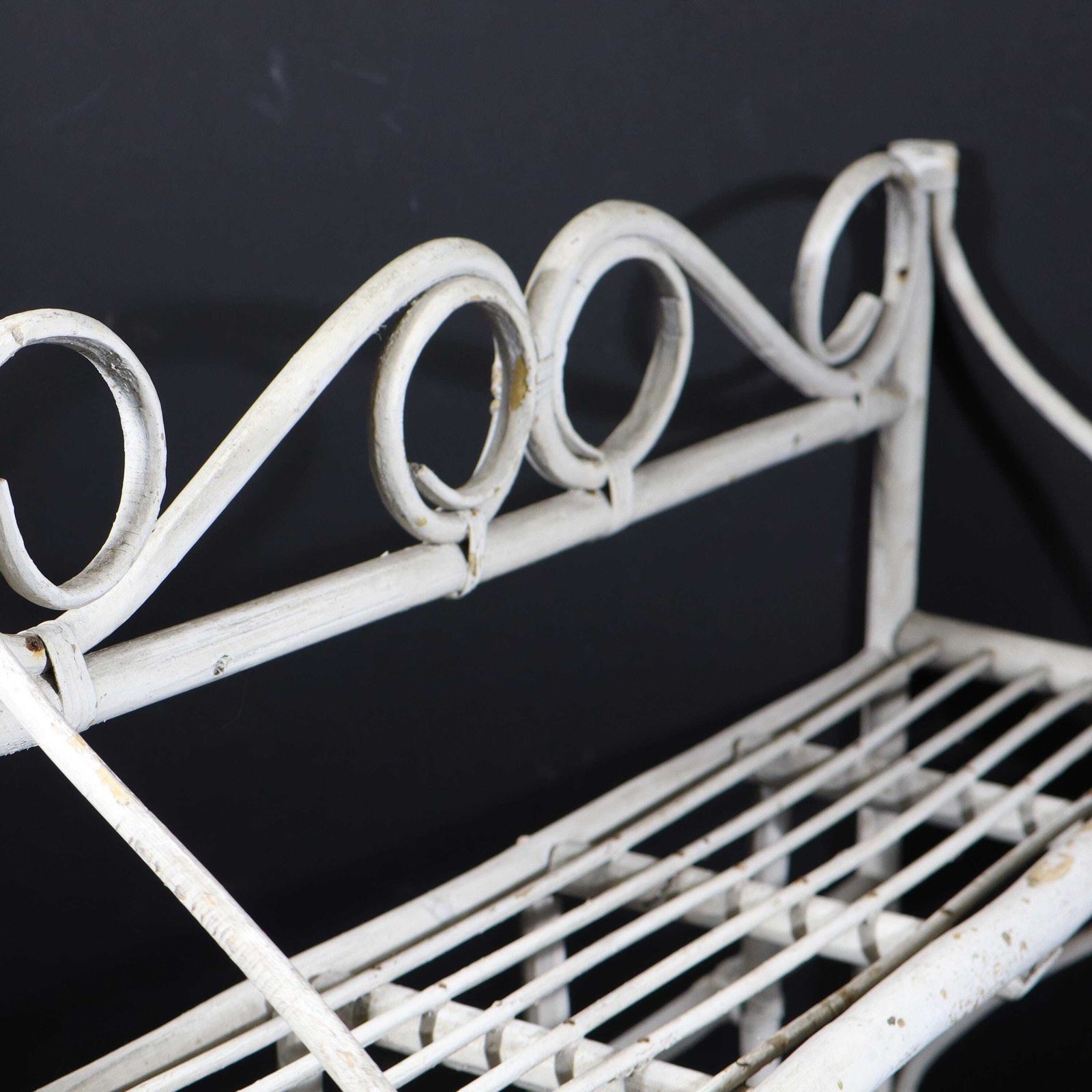 photo vinterior Franse Vintage Witte Bamboe Wandplank Met Haken