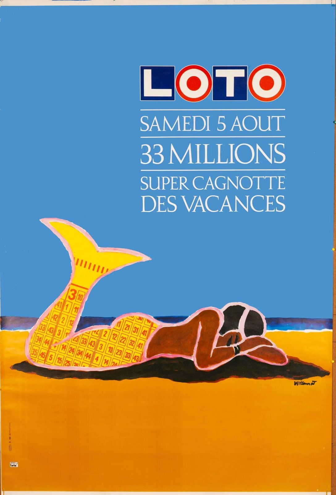 Affiche publicitaire française Loto Sirène 1989, par Bernard Villemot