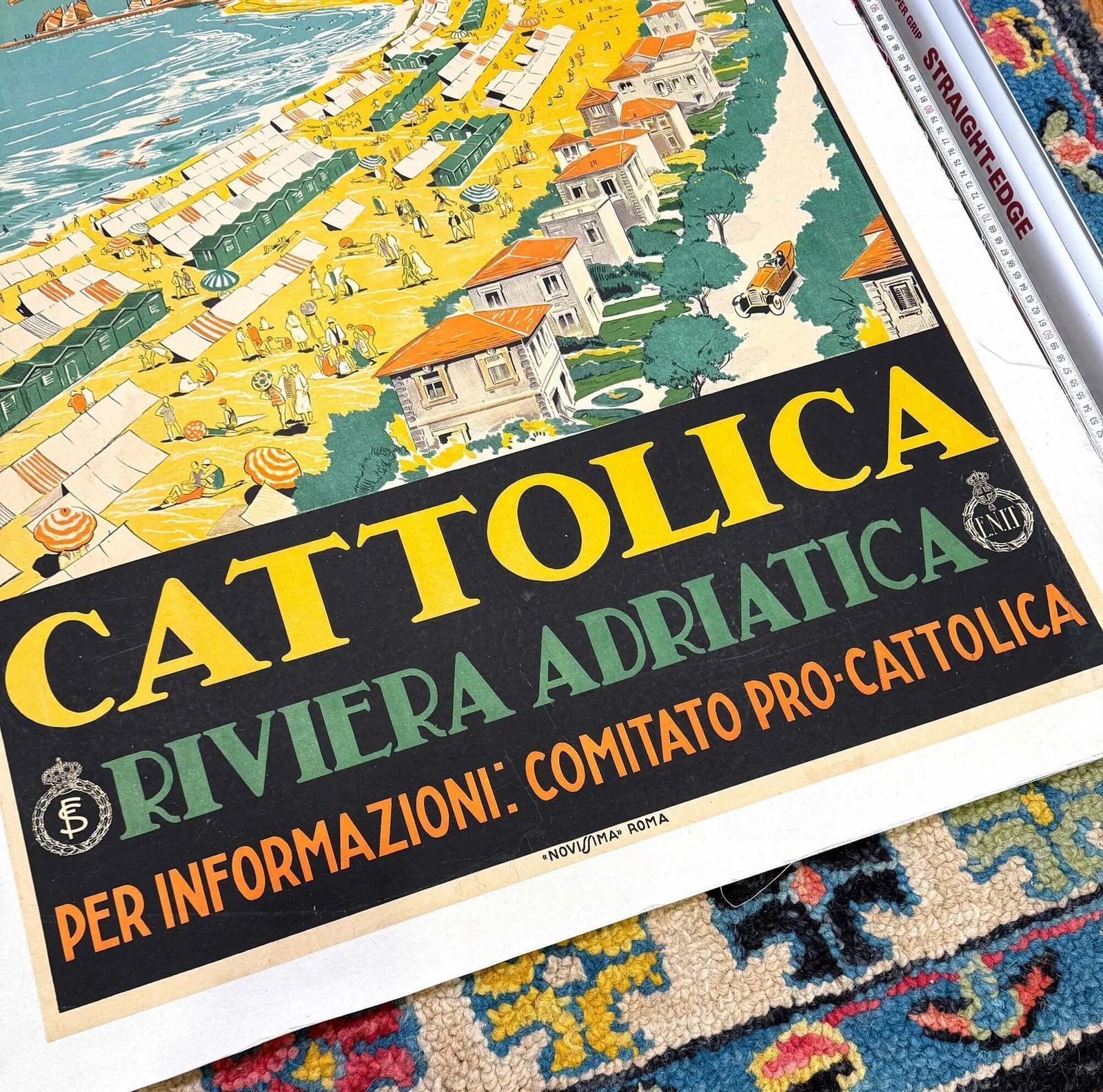 Original 1926 Cattolica Riviera Adriatica Vintage Art Deco Travel Poster photo vintage