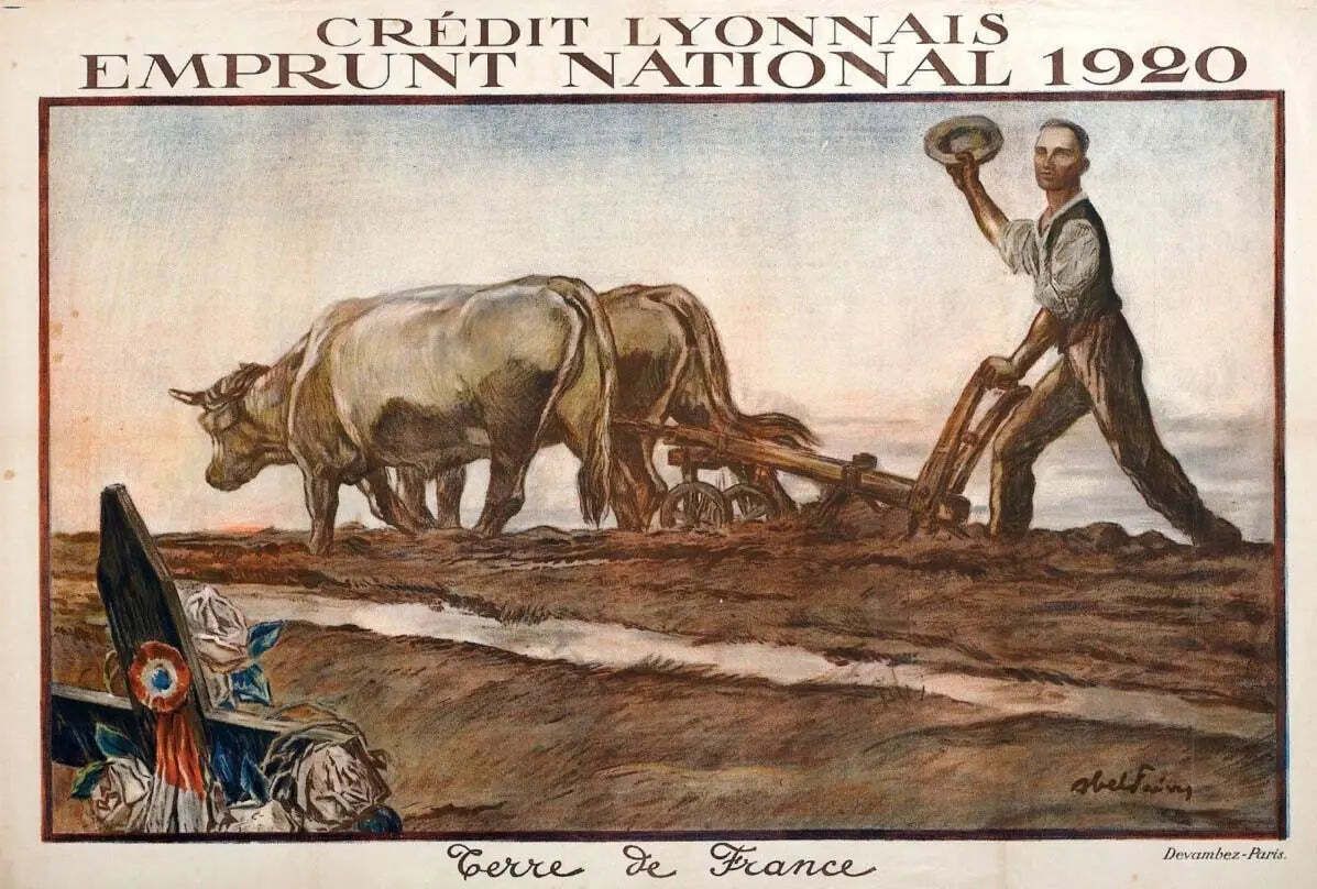 1917 Credit Lyonnaise Terre De France Lithografie Abel Faivre