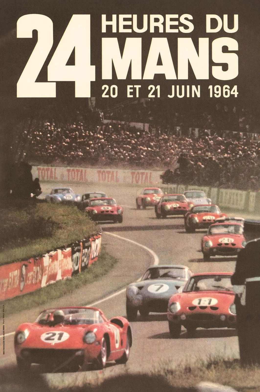 Affiche vintage Le Mans 24 Heures 1964 Ferrari 250 P, Thivillier