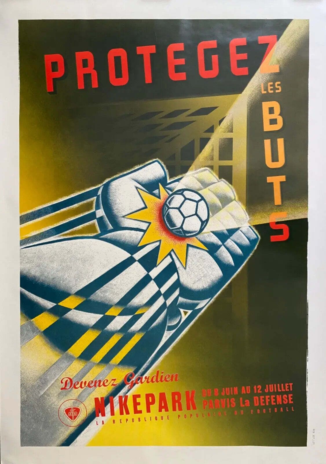 Vintage Nike Park 1998 World Cup Poster Protegez Les Buts