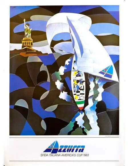 Affiche de voile Azzurra America's Cup 1983, par Ugo Nespolo