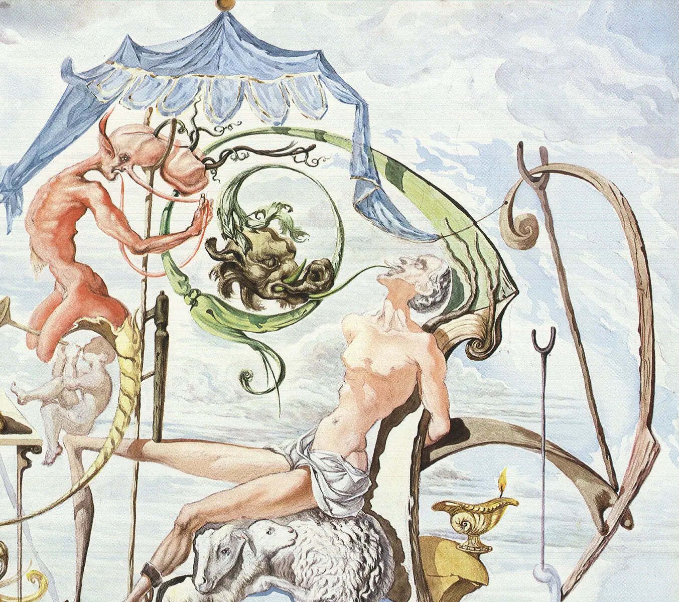 Salvador Dali Bacus's Triumph Offset Lithograph Surrealist Art Print photo for sale