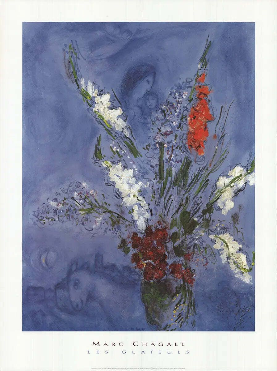 Marc Chagall Les Glaieuls 2002 Offset Lithograph Floral Art Poster