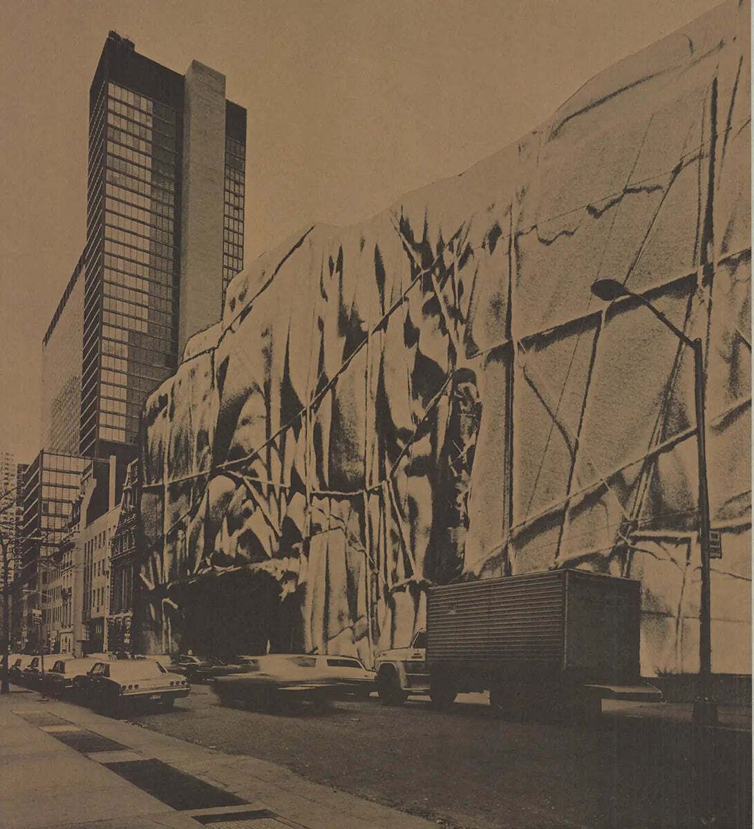 Original Christo Museum Of Modern Art Wrapped 1968 Offset Lithograph Poster photo furniture