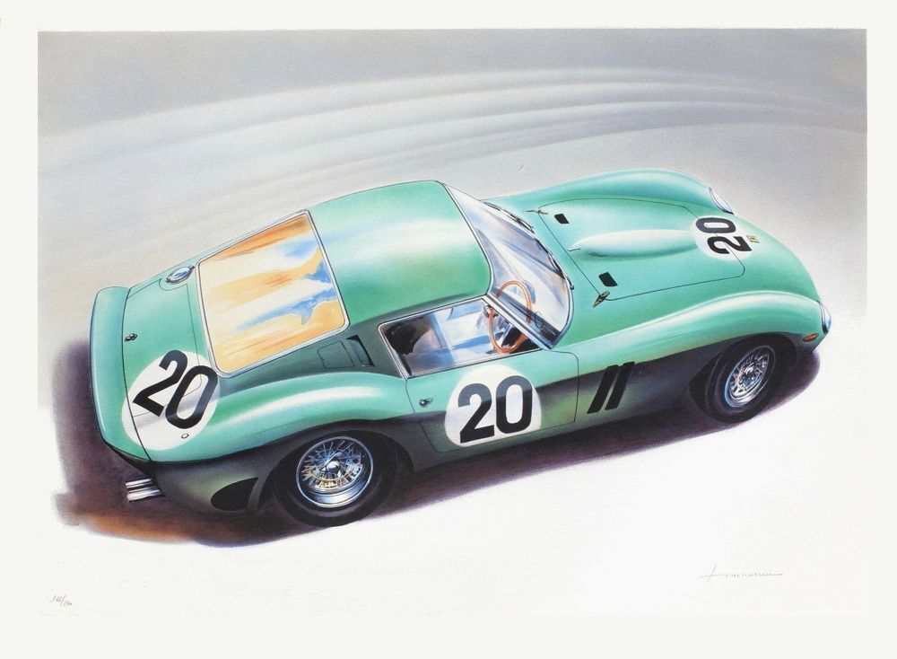 Lithographie signée Jean Hirlimann Ferrari 250 GTO 1