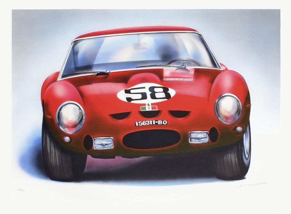 Jean Hirlimann Signed Lithograph Ferrari 250 Gto   6
