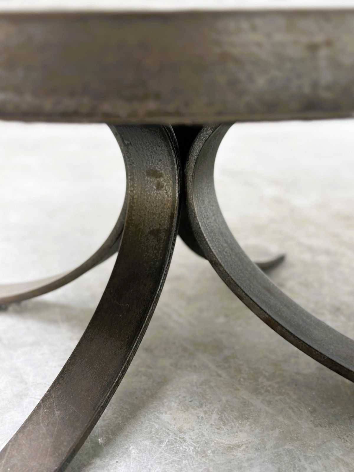 1970s Round Slate Stone Mosaic Coffee Table With Sculptural Metal Base photo 897.0