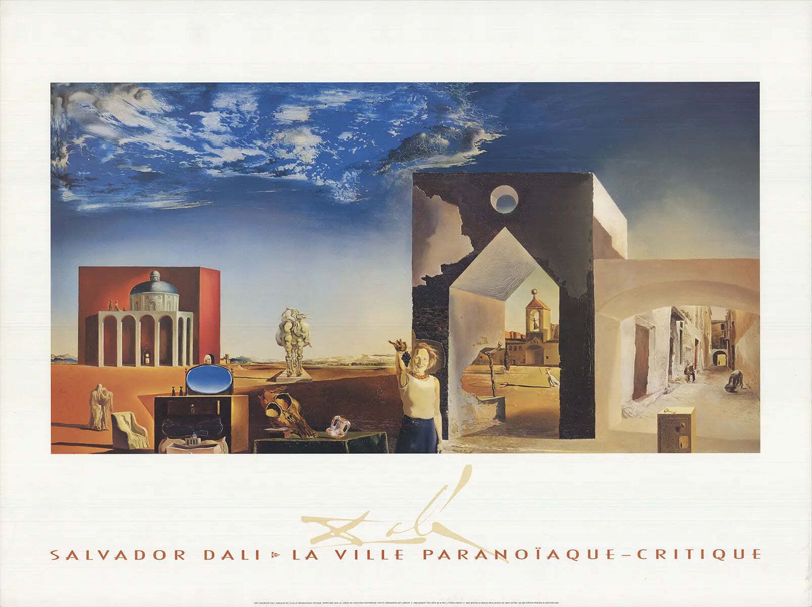 Salvador Dali Paranoiac Critical Town 1989 Offset Lithograph Art Poster
