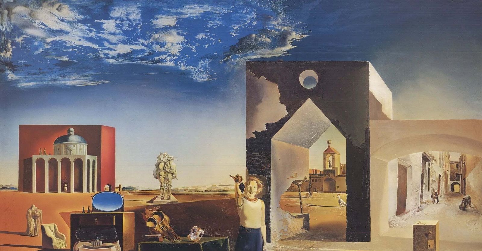 Salvador Dali Paranoiac Critical Town 1989 Offset Lithograph Art Poster photo furniture