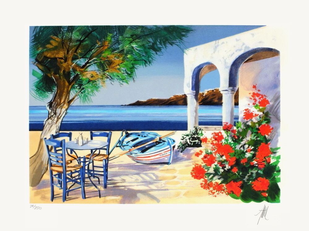 André Bongibault Gesigneerde Lithografie Grèce   Andros
