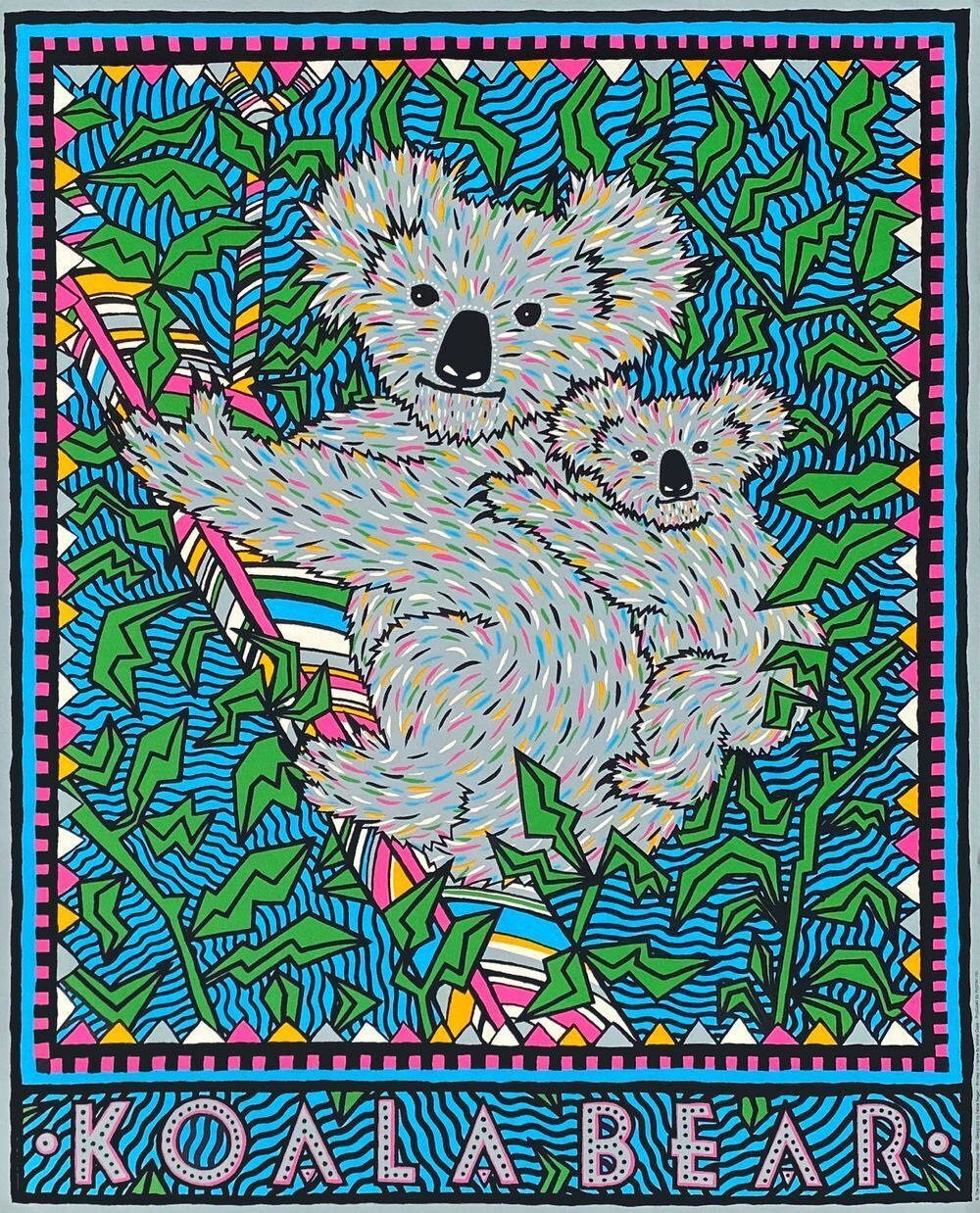 Felice Regan Screenprint Koala Bear, Endangered 1989