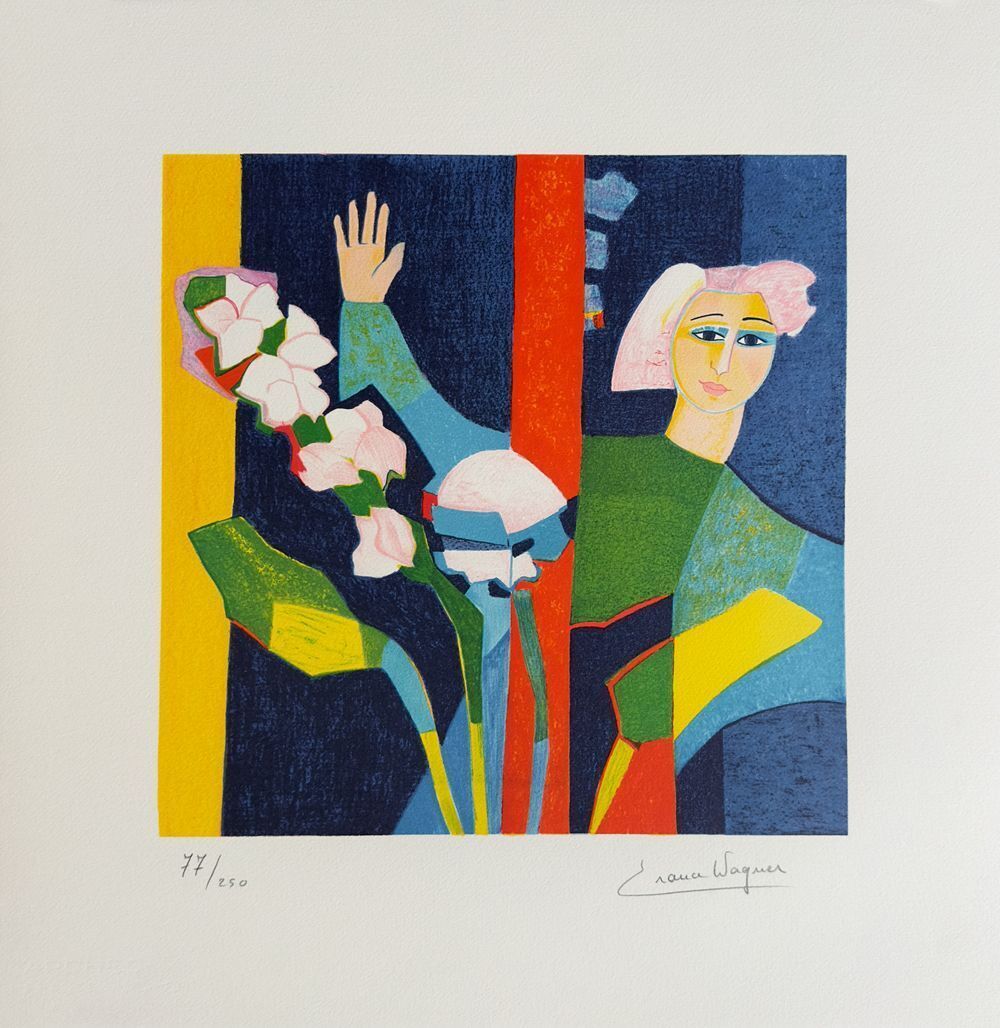 France Wagner Gesigneerde Lithografie Femme à La Fenêtre 1990