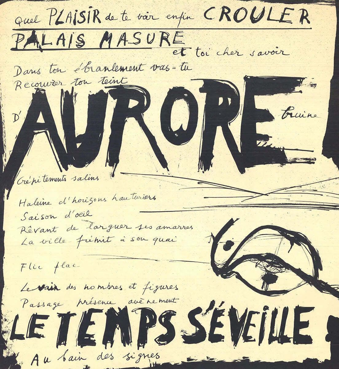 Bernard Dufour Aurore Time Dawns 1968 Original Lithograph Art Poster photo furniture