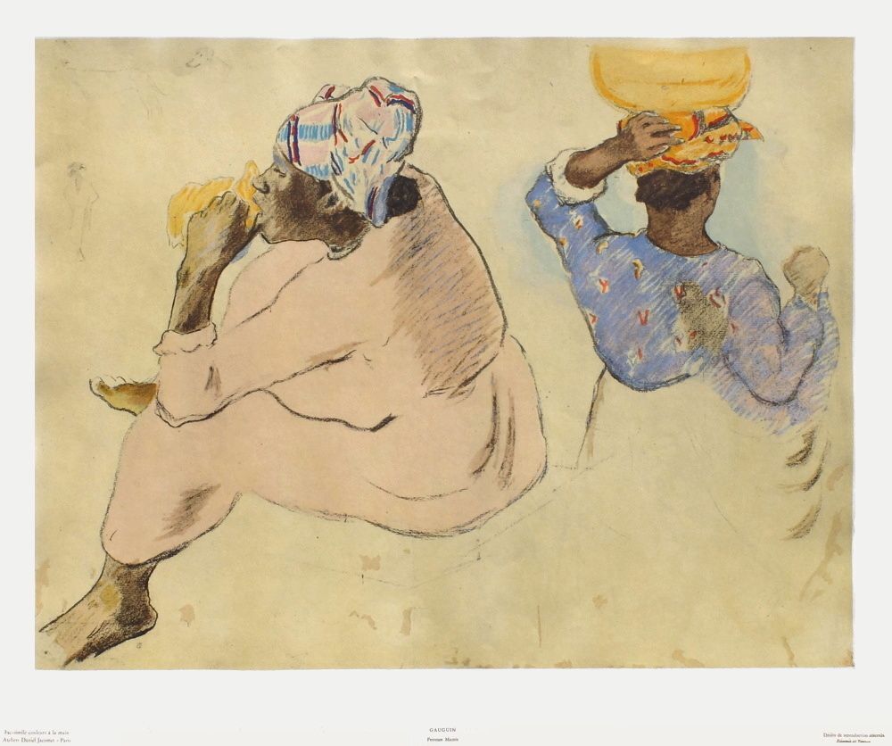 Pochoir Femmes Maoris de Paul Gauguin, 1960
