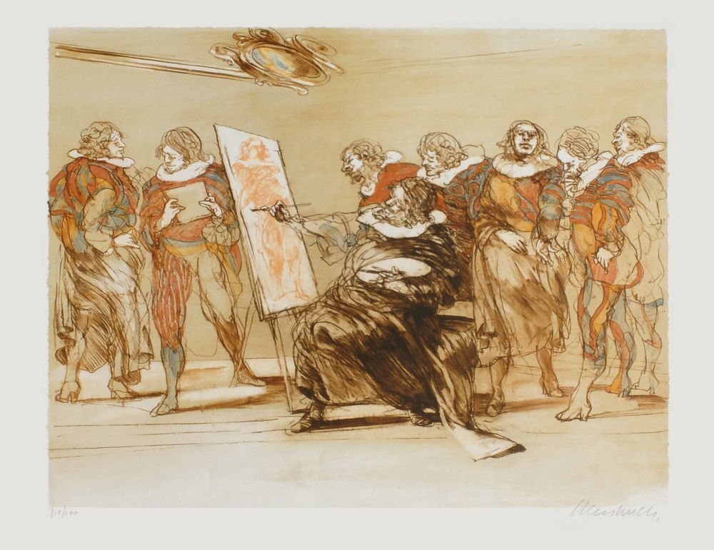 Claude Weisbuch Gesigneerde Lithografie Le Peintre Et Son Modèle 1985