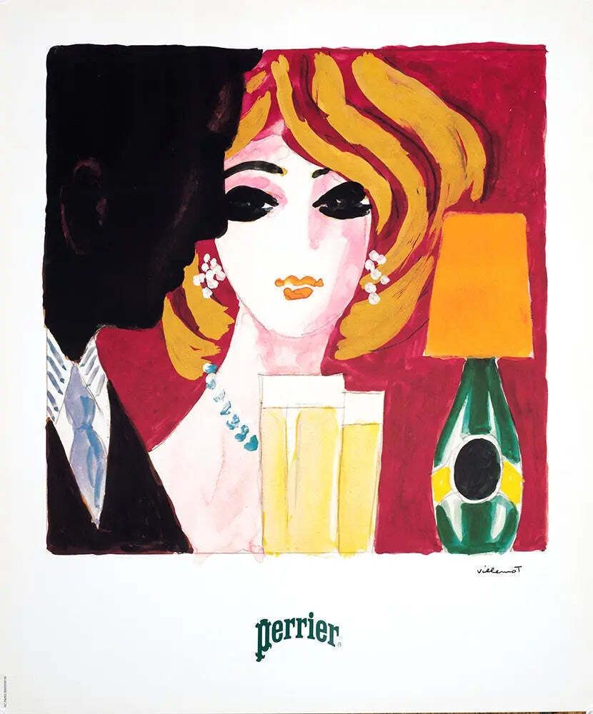 Affiche vintage Perrier Cocktail Mondaine 1983, par Bernard Villemot