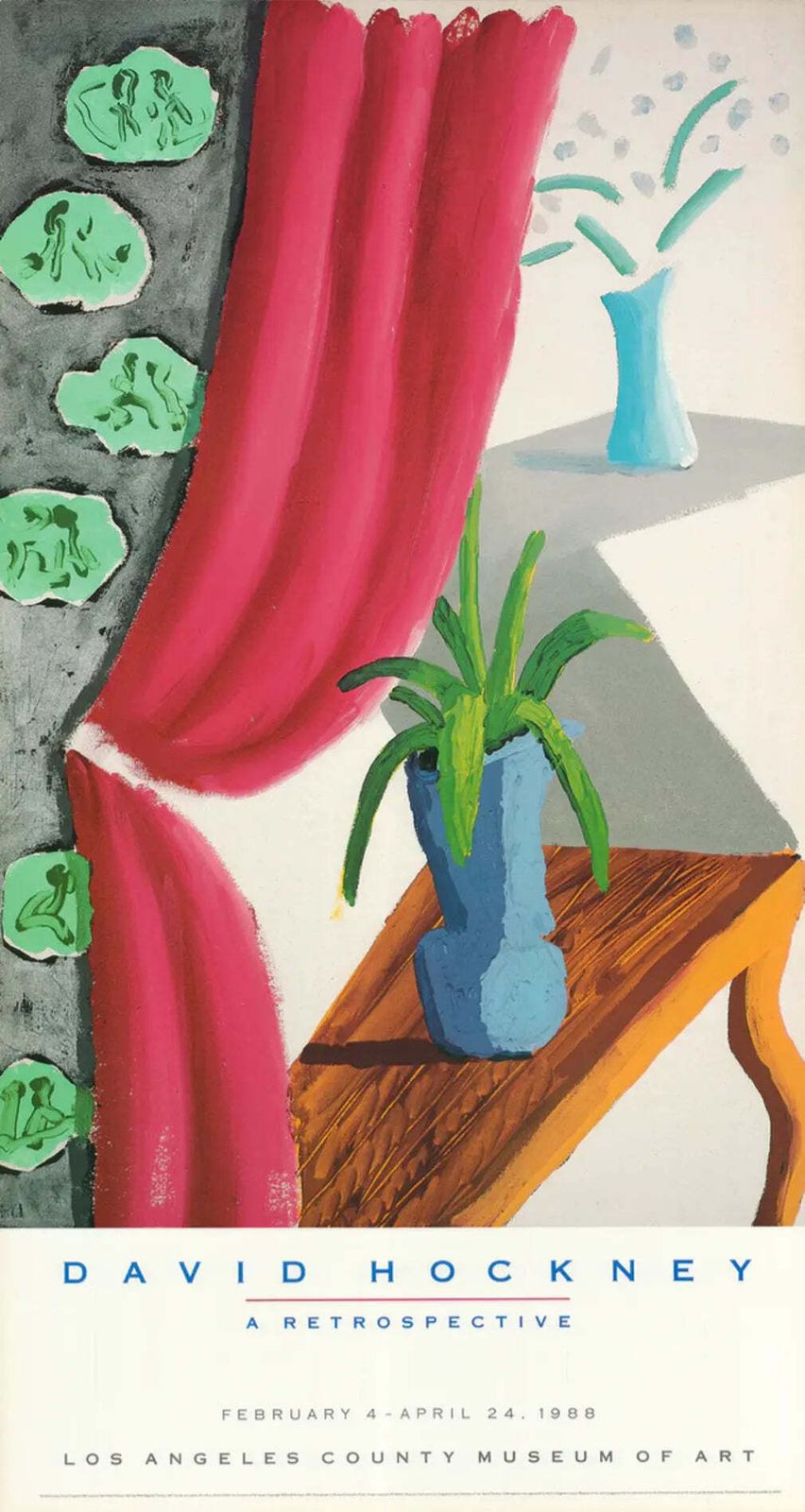 Lithographie offset David Hockney Still Life With Magenta Curtain, 1988