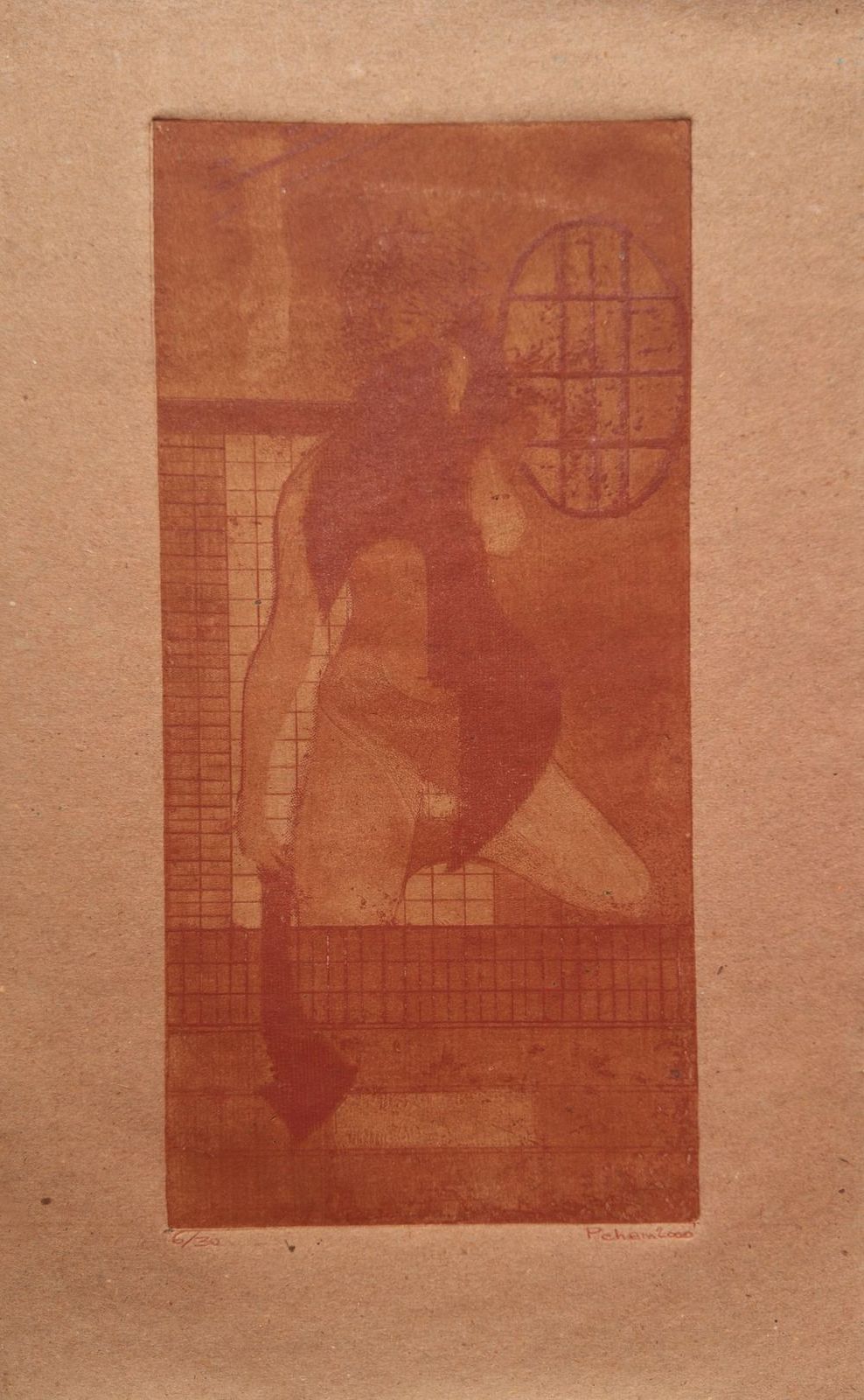 Monique Pehem (Breton Prouté) - Eau-forte signée, Sortie de bain, 2000
