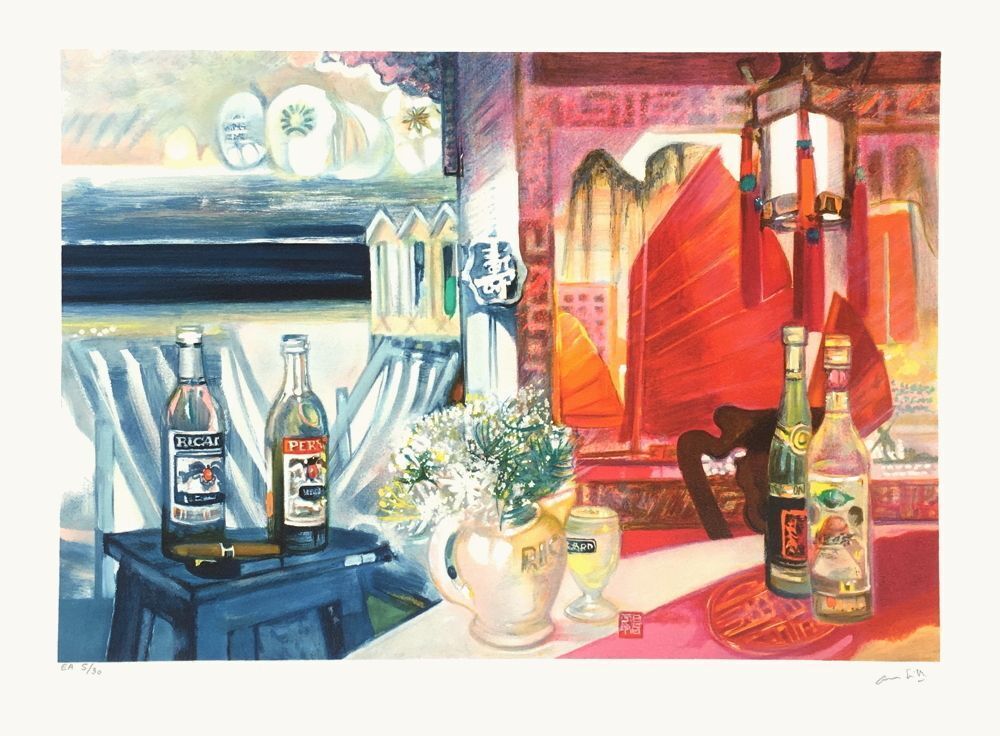 Lithographie signée Paul Ambille, Nature Morte Au Ricard