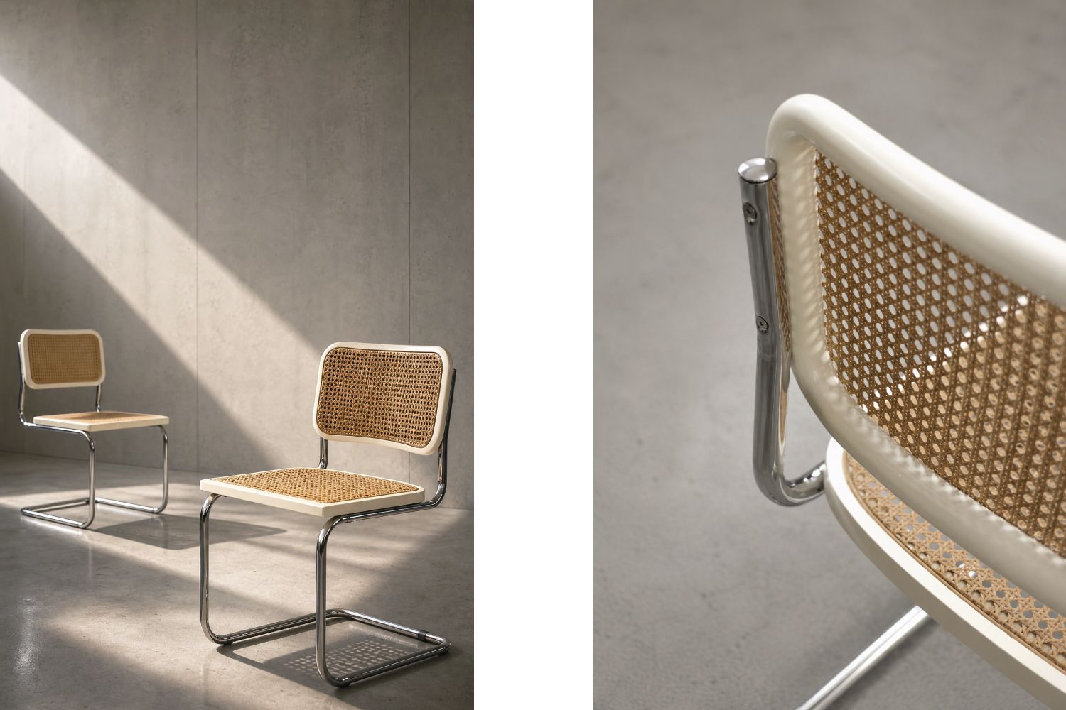 photo for sale Mid-century modern houten stoelen met vlechtwerk, Italië, jaren 1980, set van 2