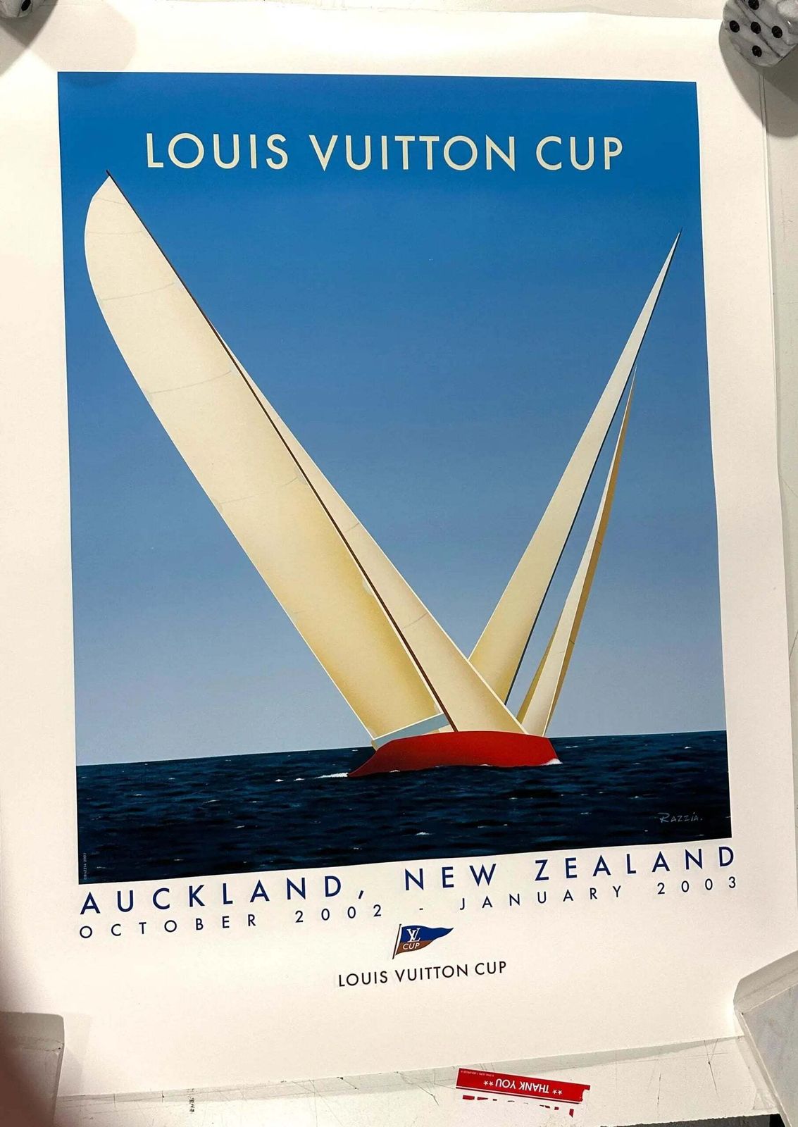 Affiche Razzia Louis Vuitton Cup 2003 Auckland, signée à la main photo 978.0