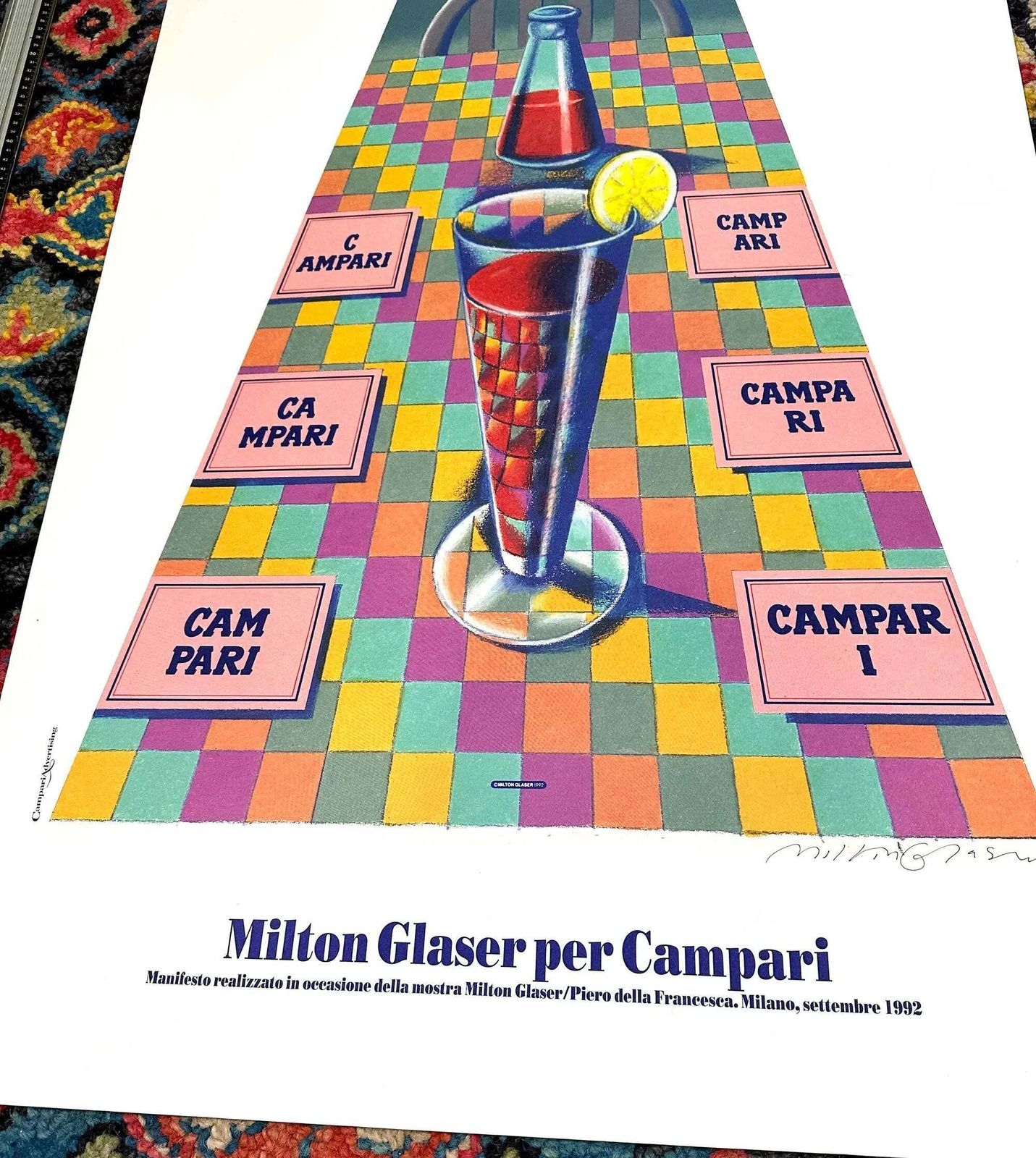 Milton Glaser Signed Campari 1992 Original Serigraph Arches Paper Poster photo Art